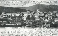 Stadtansicht mit Kirche von Osten 1899. 
